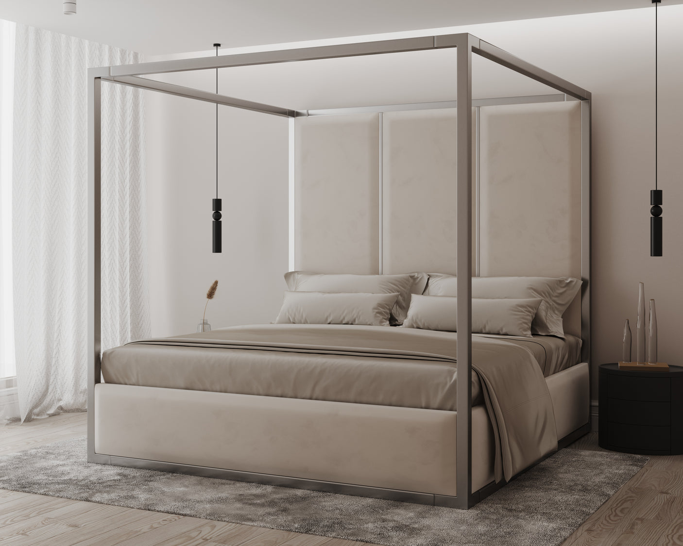 Chateau Onyx Four-Poster Metal Bed