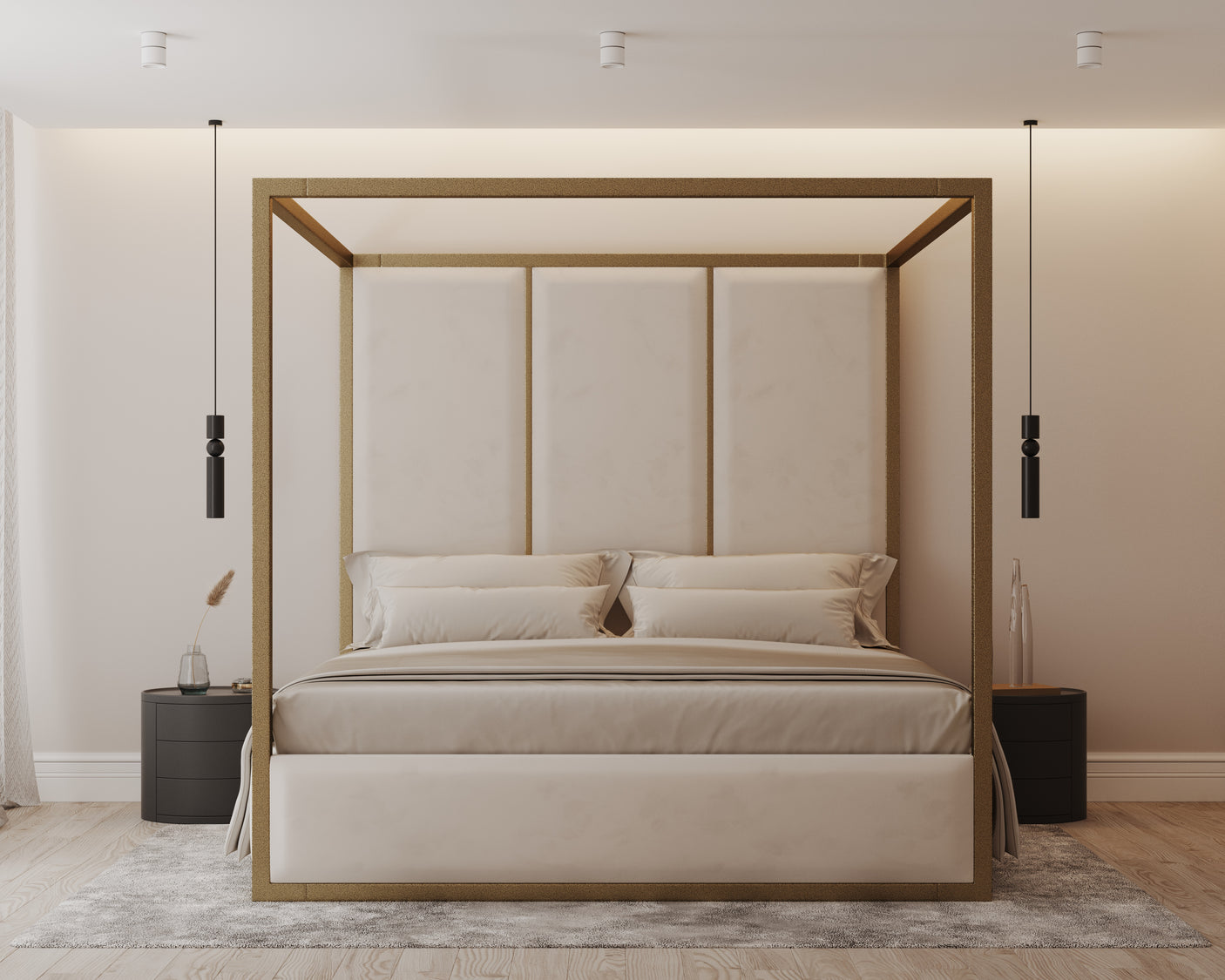 Chateau Onyx Four-Poster Metal Bed