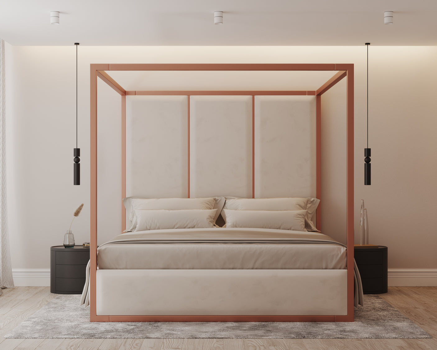 Chateau Onyx Four-Poster Metal Bed