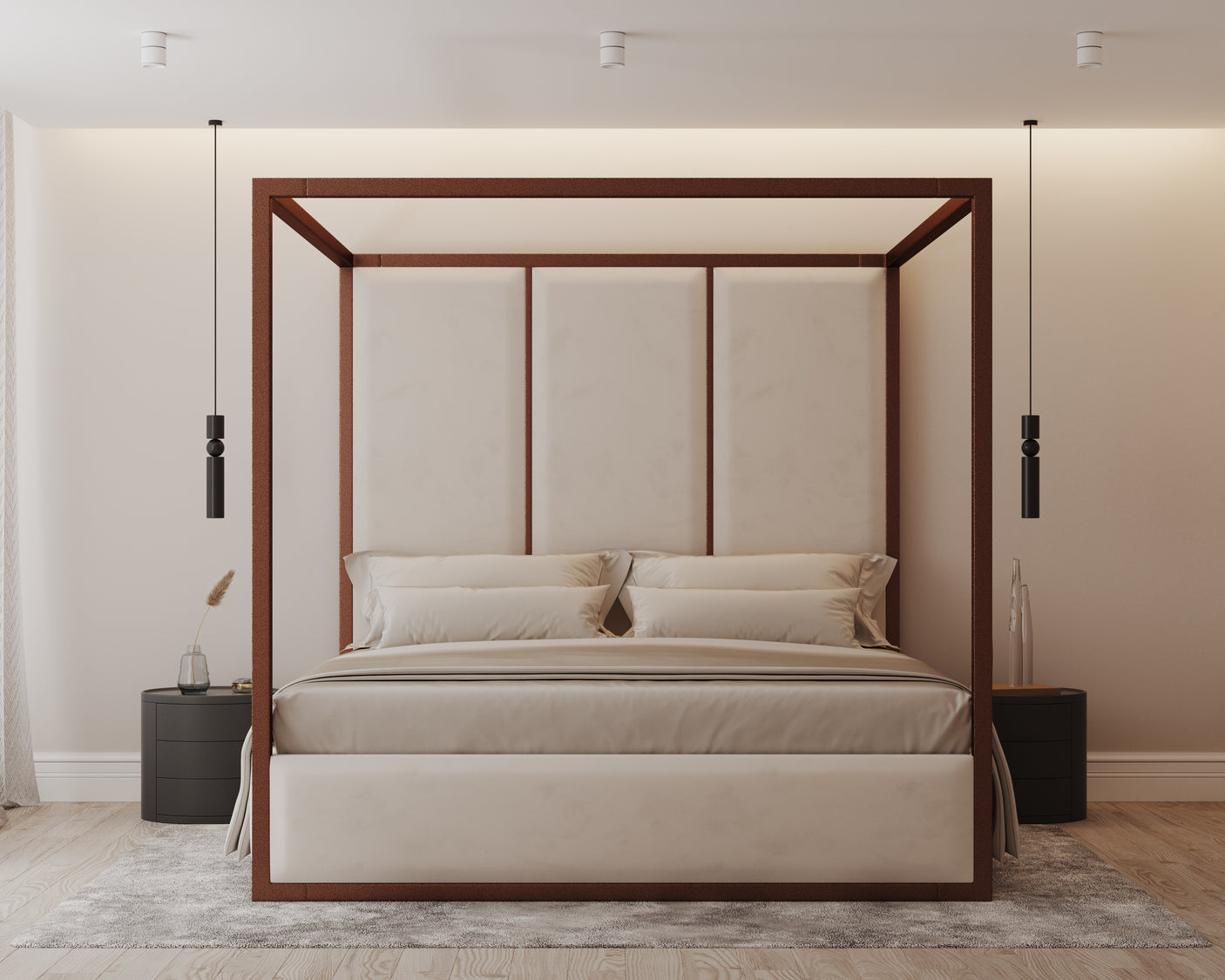 Chateau Onyx Four-Poster Metal Bed
