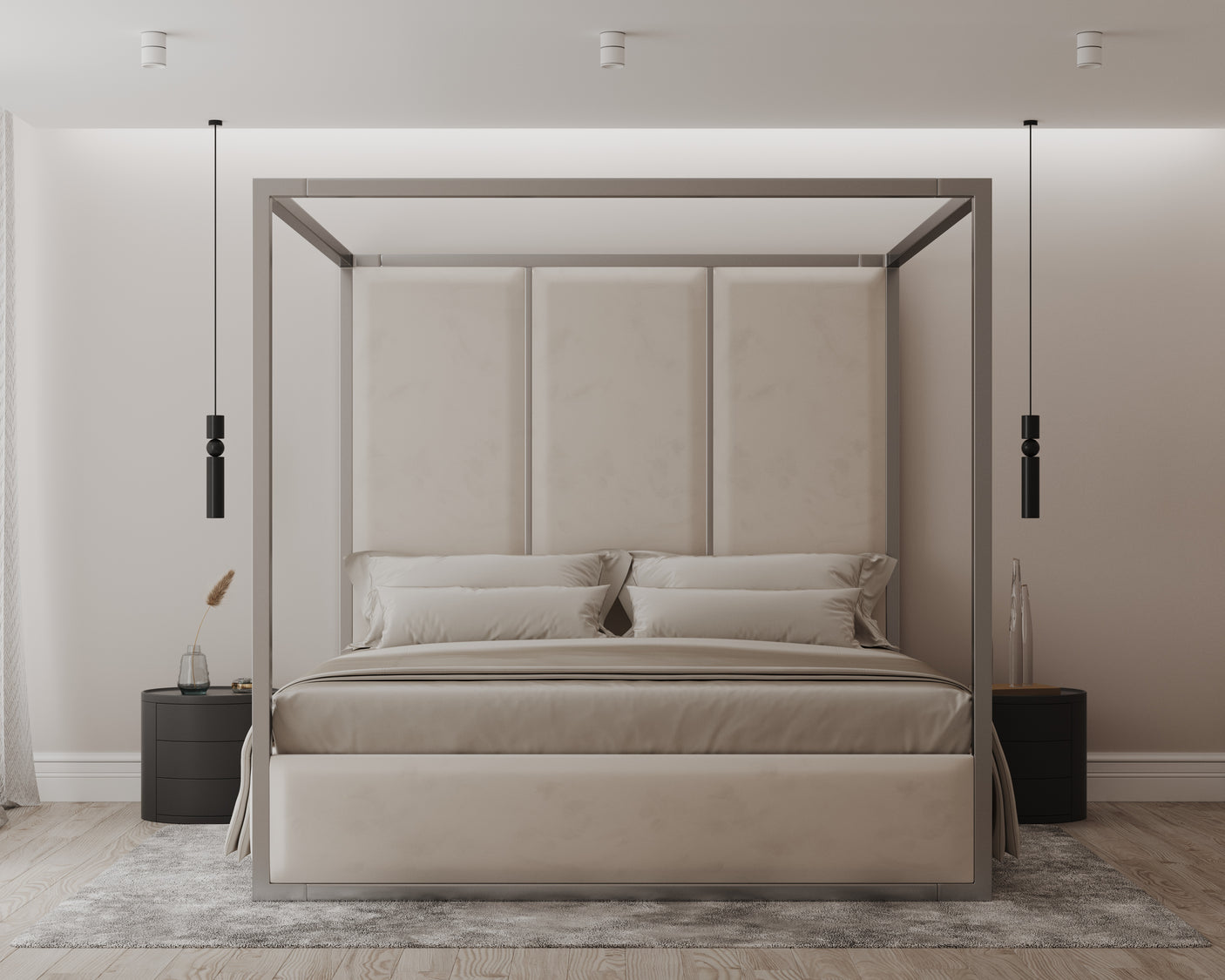 Chateau Onyx Four-Poster Metal Bed