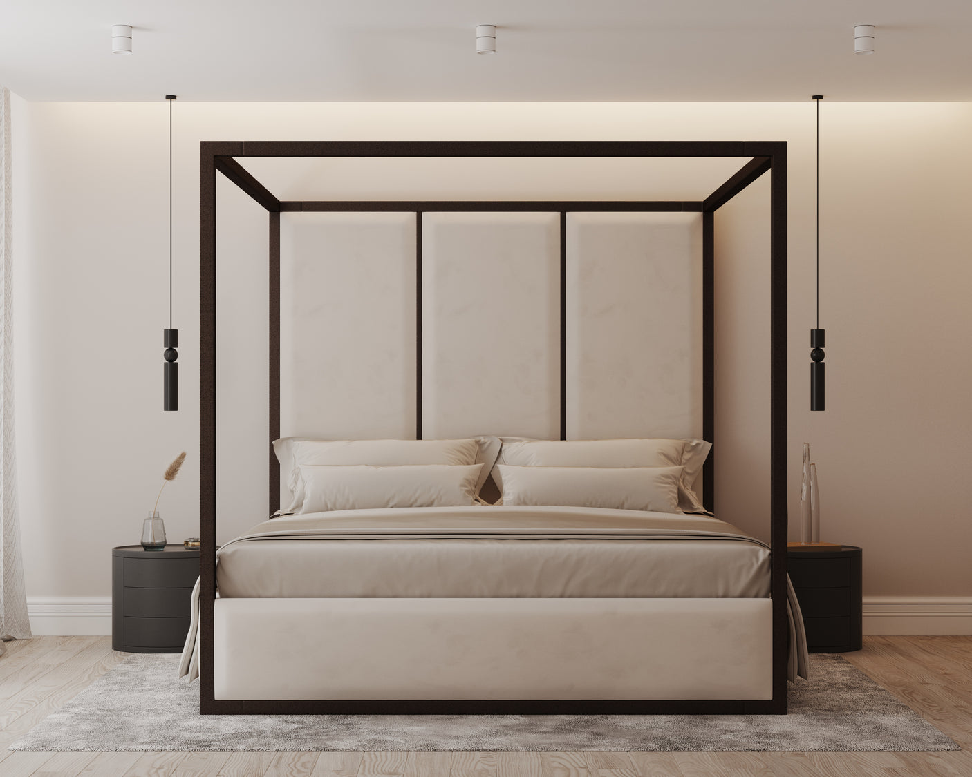 Chateau Onyx Four-Poster Metal Bed