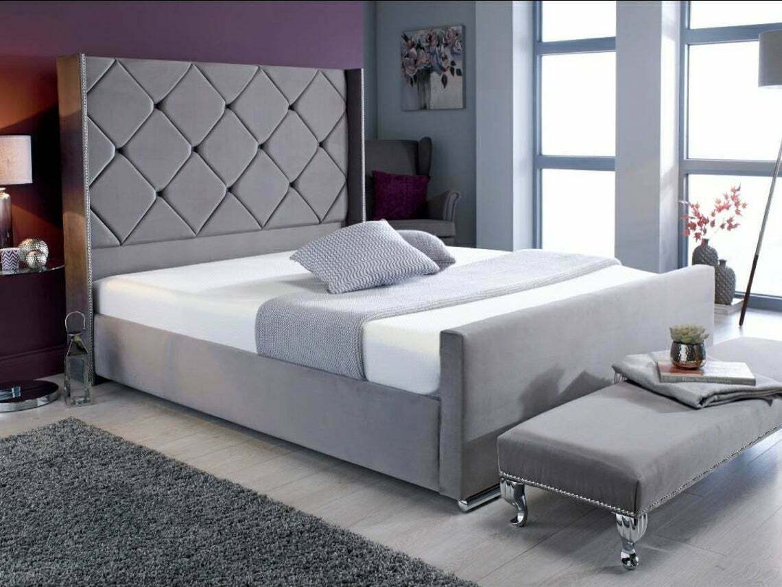 Arabella Wingback Upholstered Bed Frame