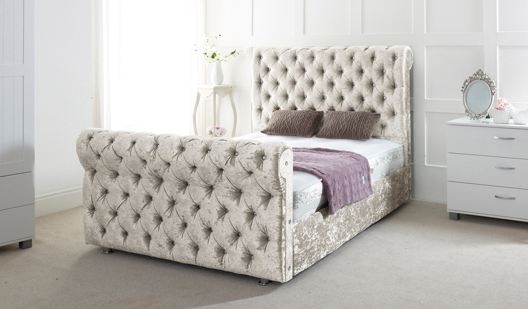 Oswald Chesterfield Sleigh Bed