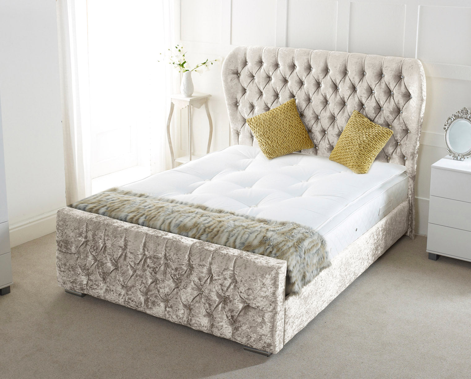 Oxford Wingback Upholstered Bed Frame