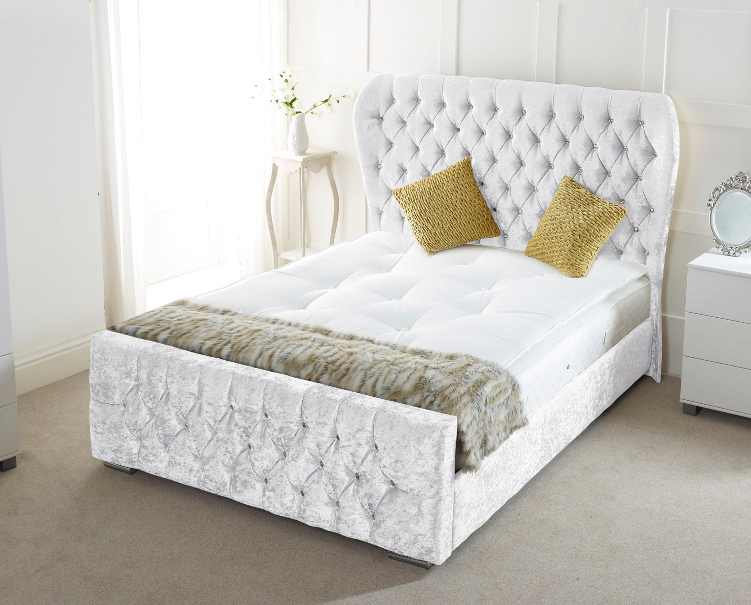 Oxford Wingback Upholstered Bed Frame
