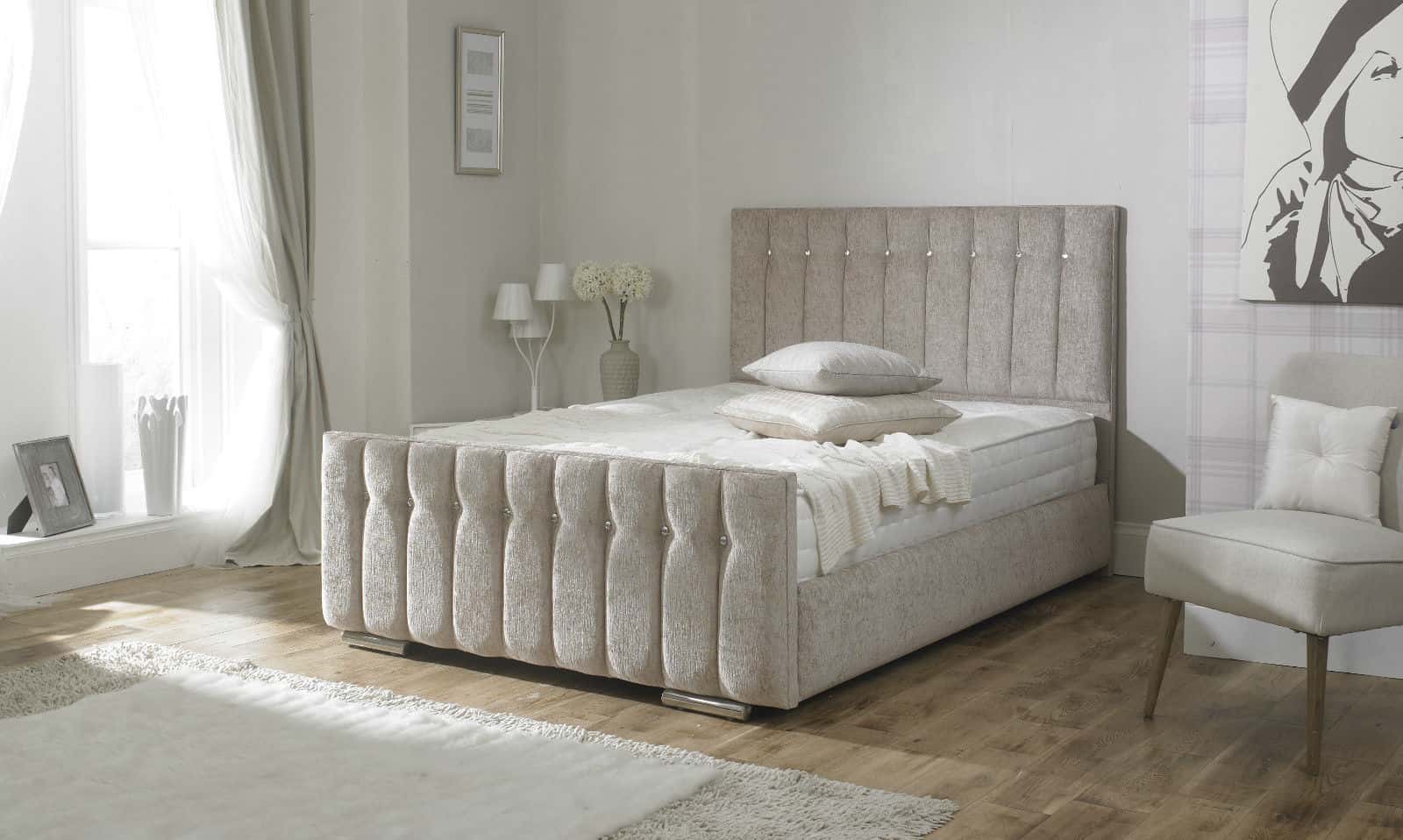 Florence-Lined-Diamond-Bed-Frame-Sleigh-Bed-Ottoman-Storage-Bed-Frame-Matching-Footboard-Fabric-Buttonn-Crushed-Velvet-Chenille-Plush-Velvet
