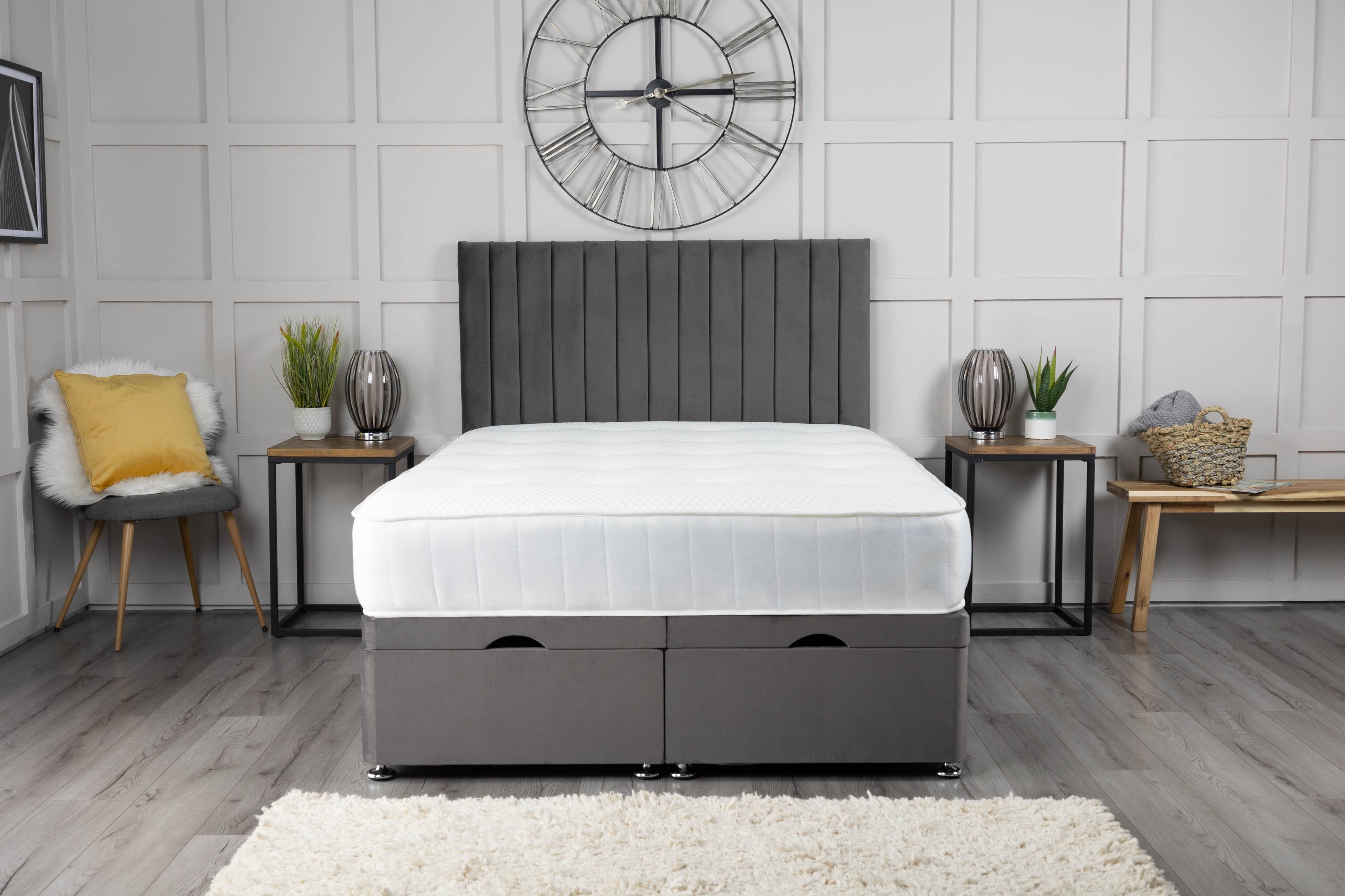 Pollo 14 Panel Ottoman Storage Divan Bed With Headboard