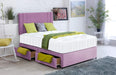 Lilac-Soft-Velvet-Divan-Bed-Set-Memory-Mattress-Matching-Headboard-Storage-Drawers-Side-Drawers-Crush-Plush-Faux-Leather-Memory-Spring-Vertical-Lined-Headboard