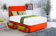 Orange-Soft-Velvet-Divan-Bed-Set-Memory-Mattress-Matching-Headboard-Storage-Drawers-Side-Drawers-Crush-Plush-Faux-Leather-Memory-Spring-Vertical-Lined-Headboard