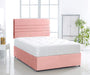 Baby-Pink-Verona-Plush-Pocket-Divan-Bed-Set-Lined-Headboard-Storage-Drawers-Faux-Leather-Chenille-Soft-Velvet-Lined-Headboard-Pocket-Mattress-Soft-Firm-Medium-Firm-Glides