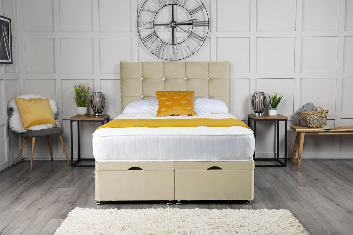 Cube Ottoman Storage Divan Bed With Headboard – view 7