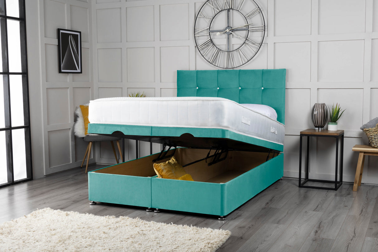 Cube Ottoman Storage Divan Bed With Headboard – view 2