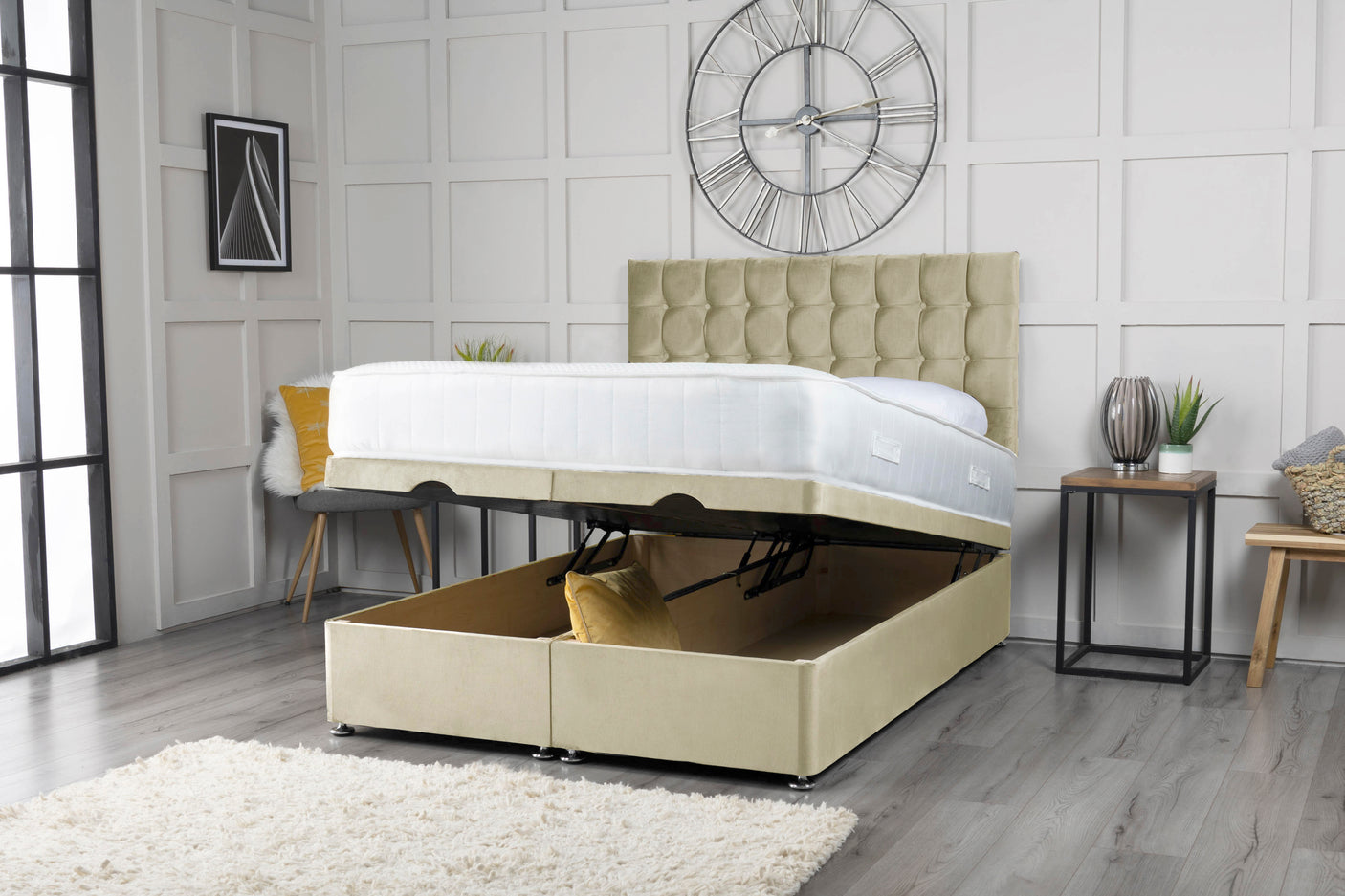 Omega Ottoman Storage Divan Bed With Headboard