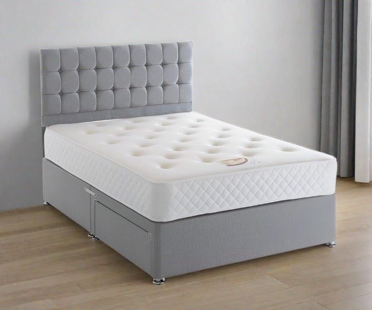 Balmoral Divan Bed Set With Pocket Sprung Mattress And Cubed Headboard
