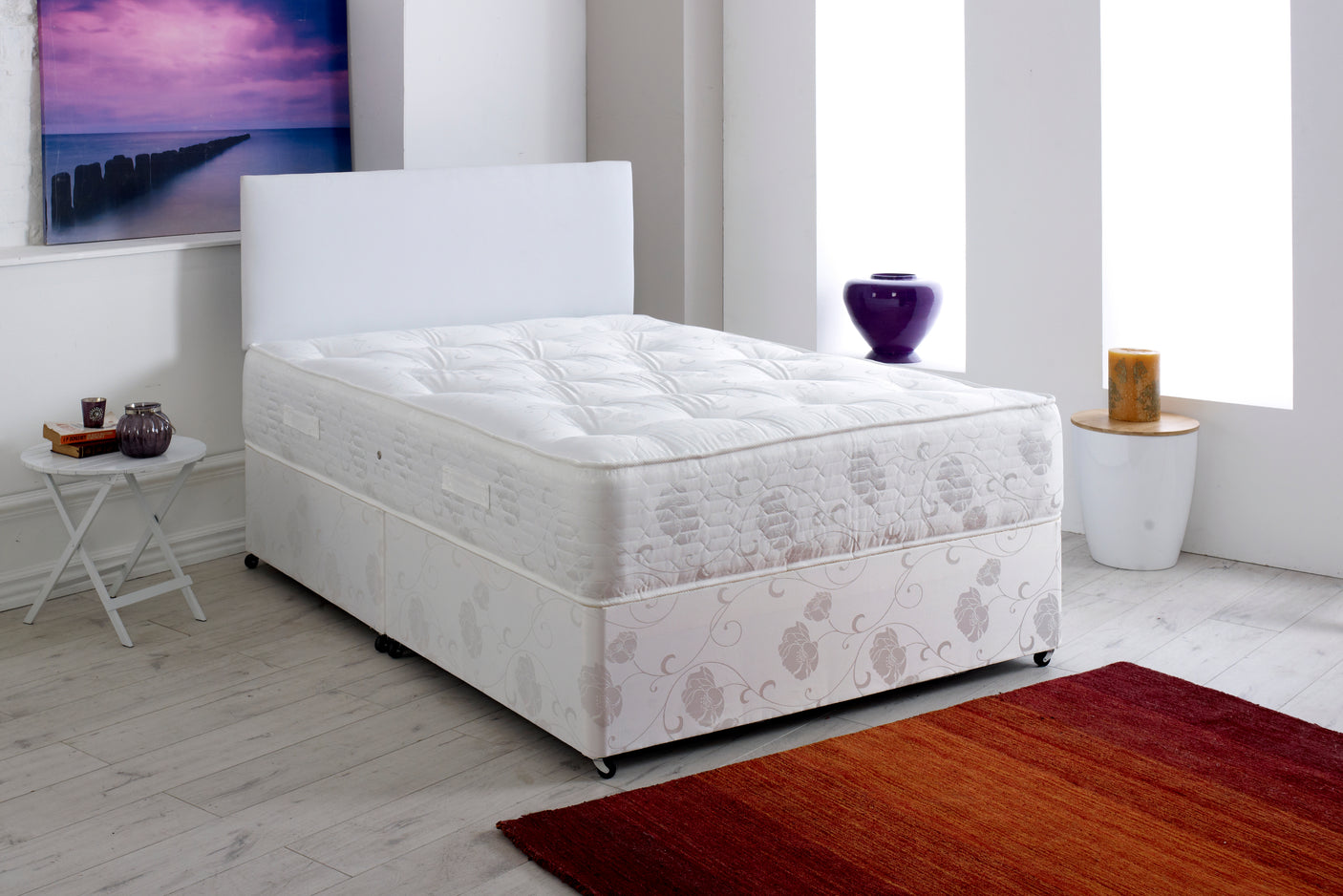 Hilton Divan Bed Set With Firm Orthopaedic Mattress And Headboard