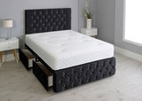 Milly Chesterfield Divan Bed Set With Footboard And Memory Orthopaedic Mattress