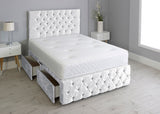 Milly Chesterfield Divan Bed Set With Footboard And Memory Orthopaedic Mattress