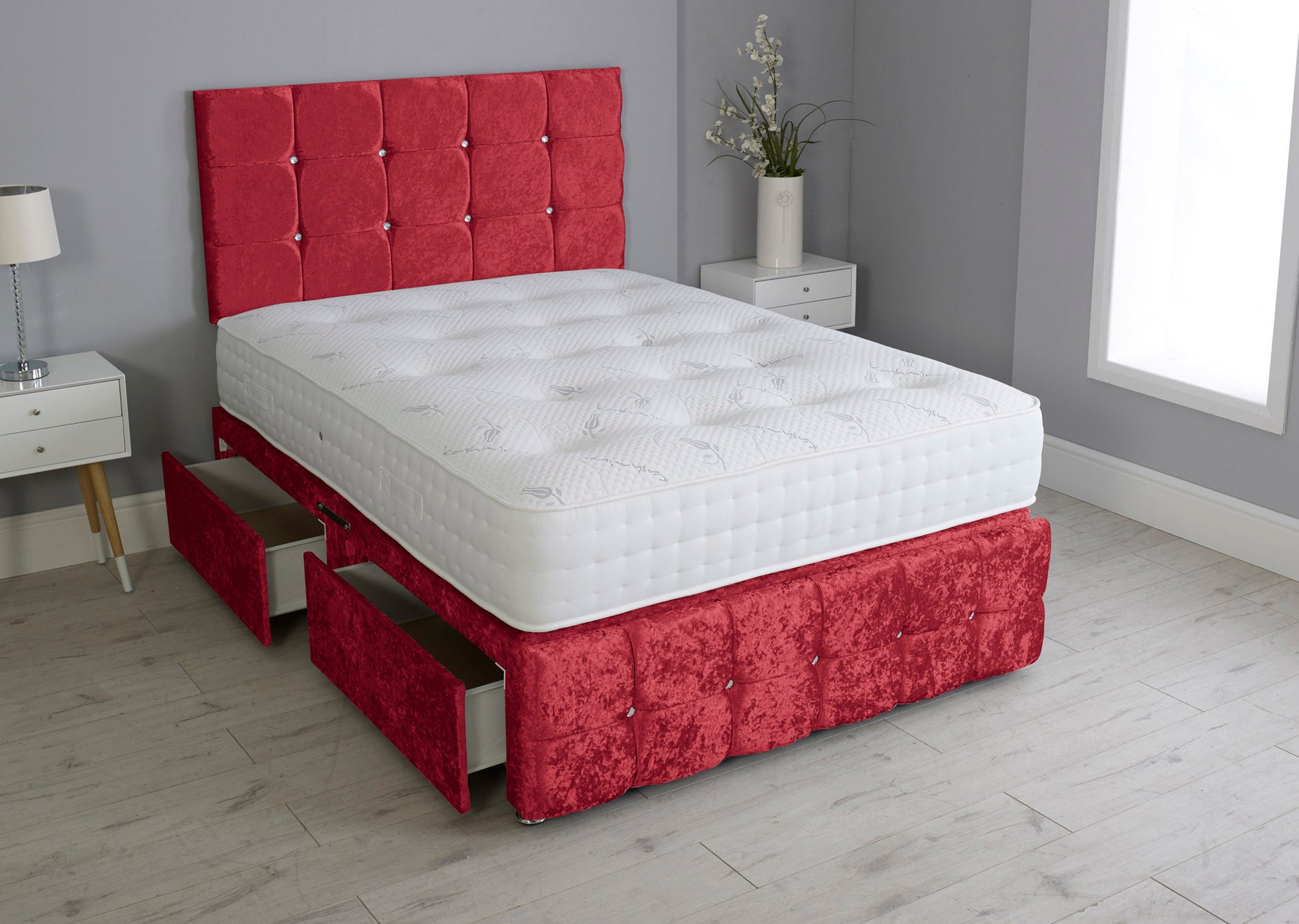 Cuboid Cube Divan Bed With Mattress And Footboard And Pocket Memory Mattress