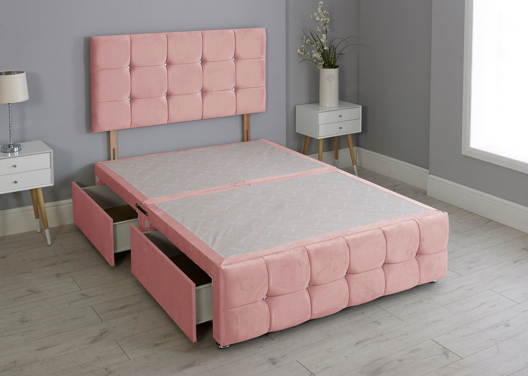 Cuboid Cube Divan Bed Base With Headboard And Footboard