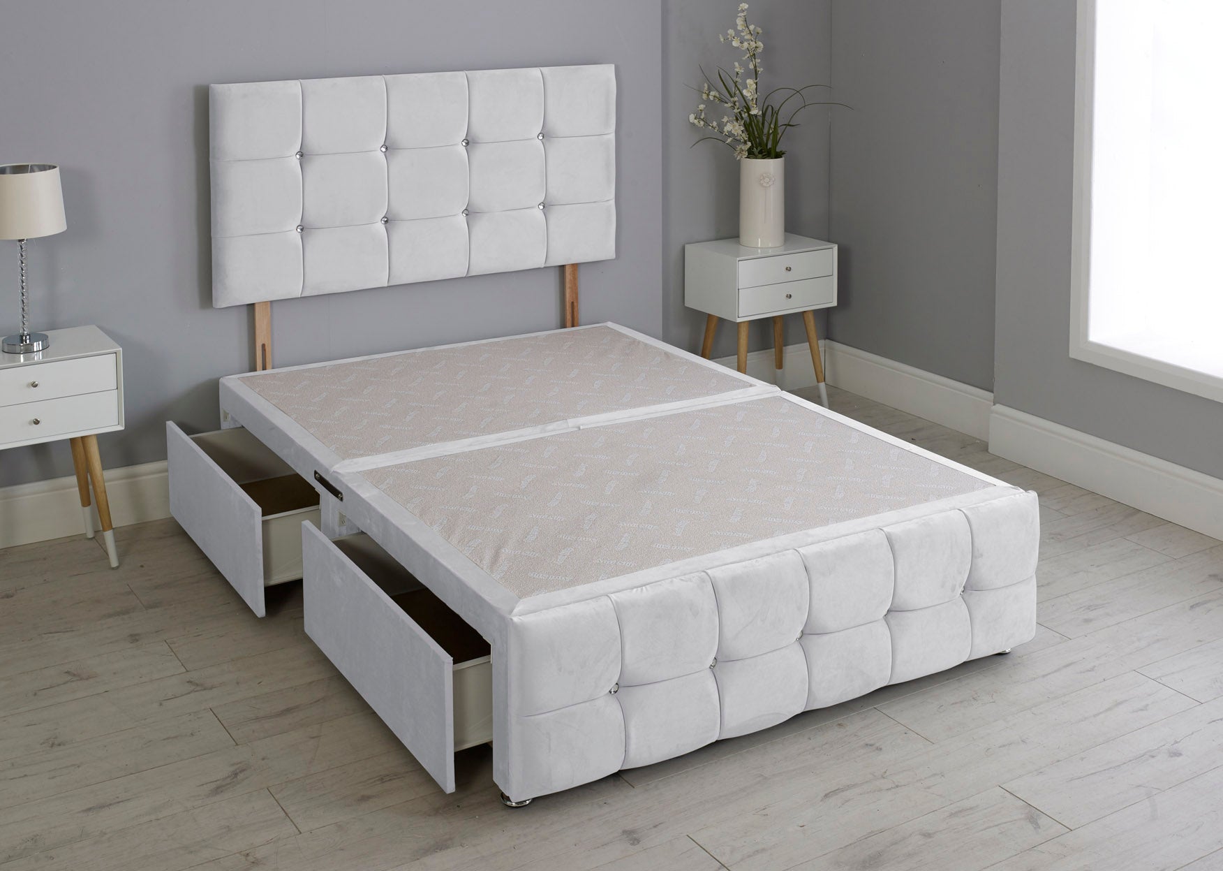 Cuboid Cube Divan Bed Base With Headboard And Footboard