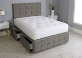 Cuboid Cube Divan Bed Set With Footboard And Pocket Mattress And Headboard
