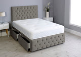 Milly Chesterfield Divan Bed Set With Footboard And Memory Orthopaedic Mattress