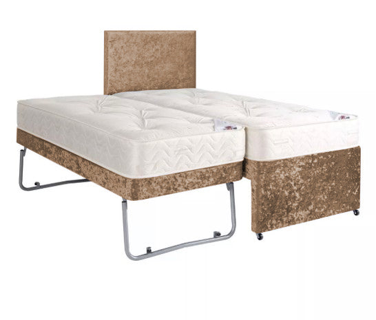 Truffle-Crushed-Velvet-Guest-Bed-Trundle-Bed-2in1-Sleeper-Spare-Room-Bed-Set-Chenille-Divan