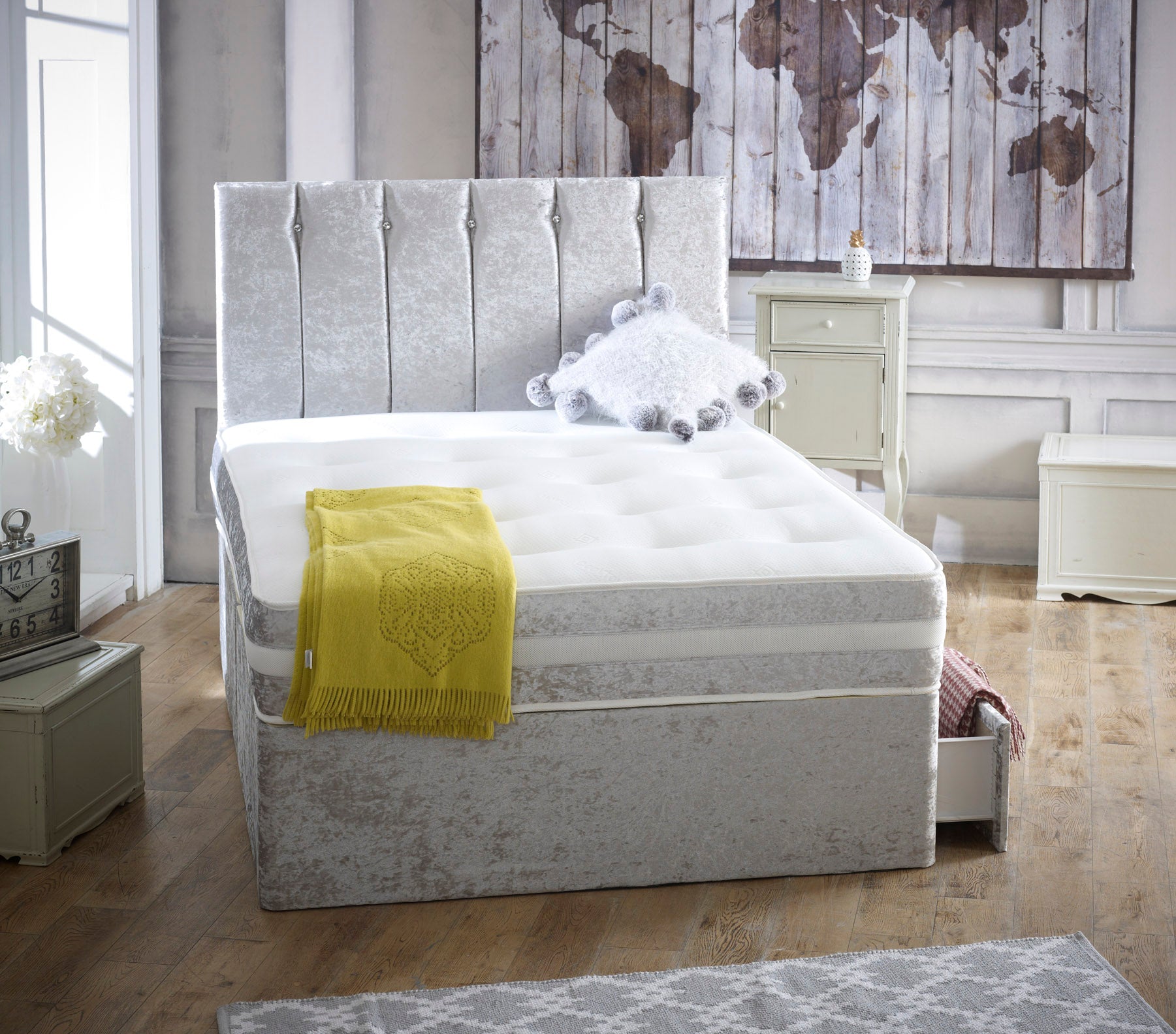 Florence Memory Divan Bed Set With Memory Sprung Mattress And Headboard