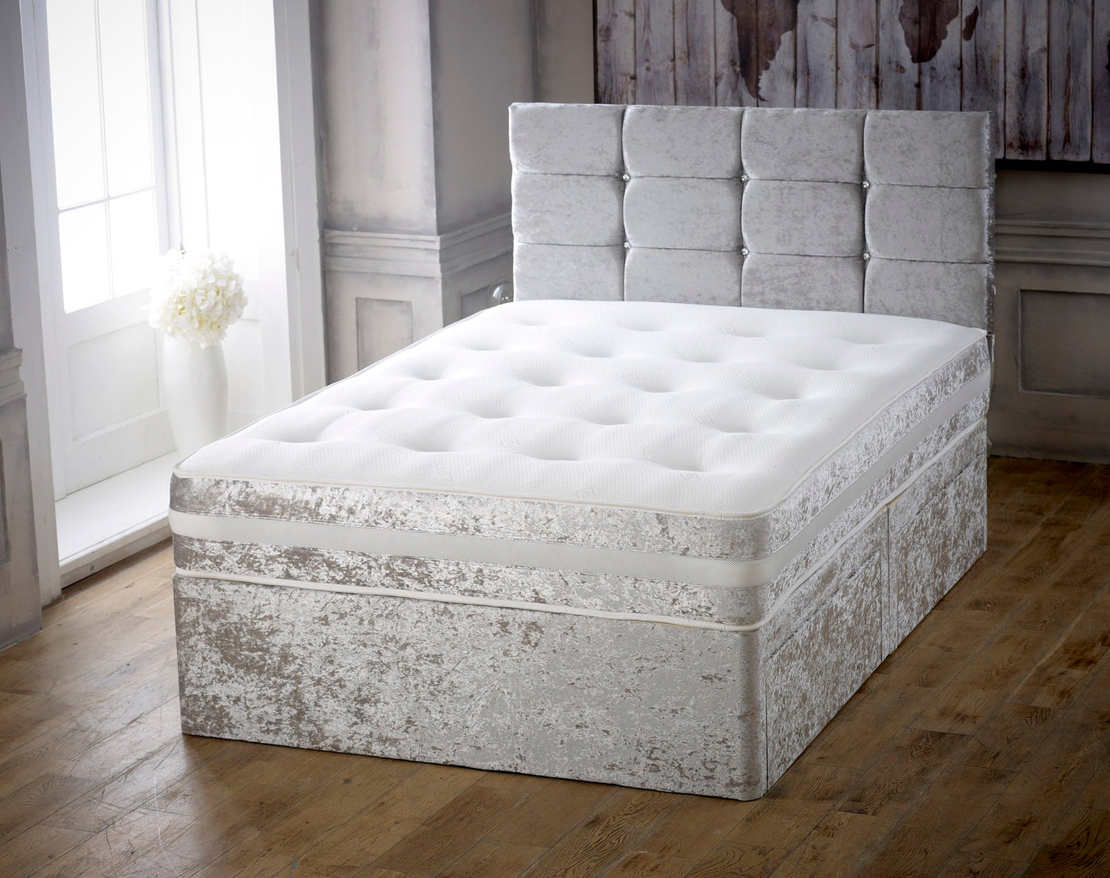 Cube Cassie Divan Bed Set With Memory Sprung Mattress And Headboard