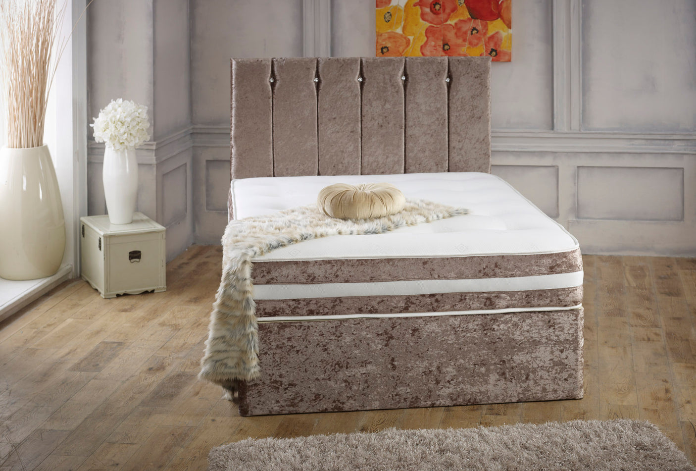 Florence Memory Divan Bed Set With Memory Sprung Mattress And Headboard