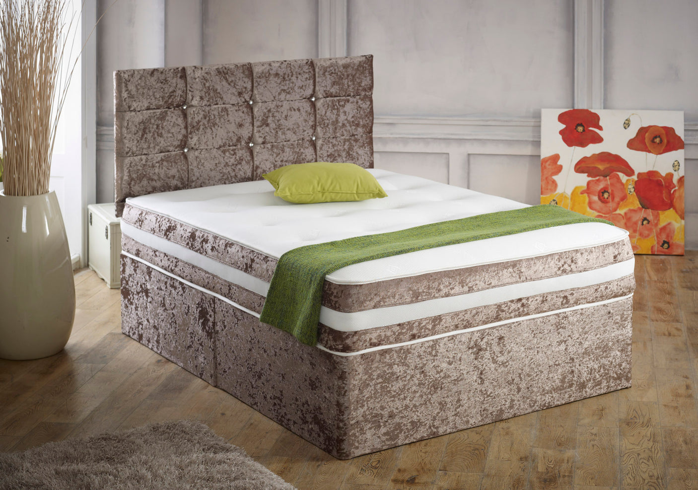 Cube Cassie Divan Bed Set With Memory Sprung Mattress And Headboard